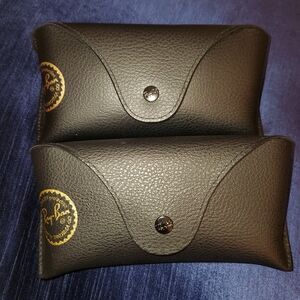 Ray-Ban Black Leather Cases with Gold Logo